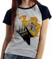 Baby look blusa feminina MOTOQUEIRO FANTASMA fogo - Foto 5