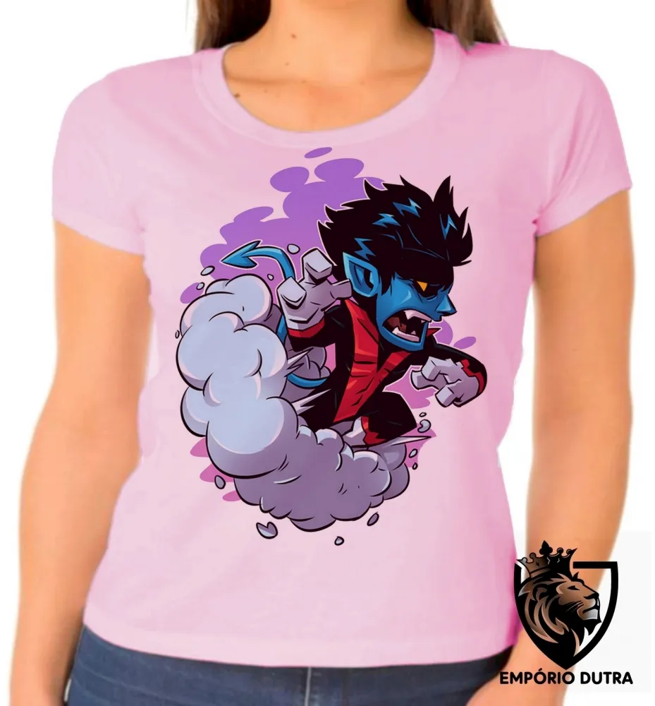 Baby look blusa feminina noturno x men mistica marvel