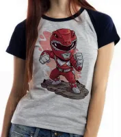 Baby look blusa feminina POWER RANGER RED - Foto 4
