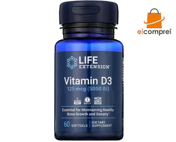 Life Extension Vitamina D3 125mcg 5000ui 60 Cápsulas Eua