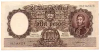 Argentina - 500 Pesos - Cédula Estrangeira - BC - Obs.: com pequeno rasgo