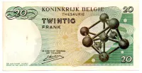Bélgica - 20 Francs - Cédula Estrangeira - MBC/Sob - Foto 2