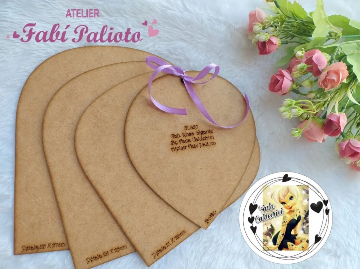 G1.630  Gabarito de Moldes  em MDF Rosa Gigante  - By Fada Caldeirini