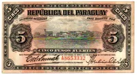 Paraguai - 5 Pesos - Cédula Estrangeira - MBC/Sob