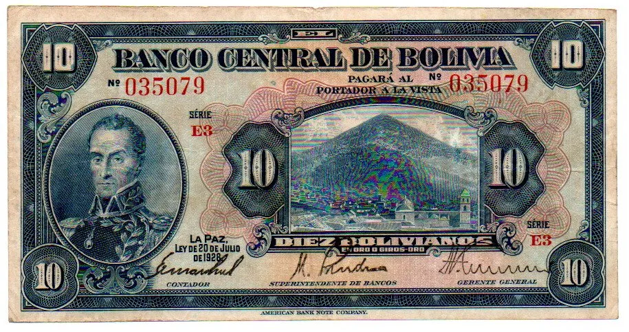 Bolívia - 10 Bolivianos - Cédula Estrangeira - MBC