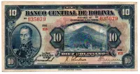 Bolívia - 10 Bolivianos - Cédula Estrangeira - MBC