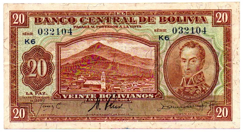 Bolívia - 20 Bolivianos - Cédula Estrangeira - MBC