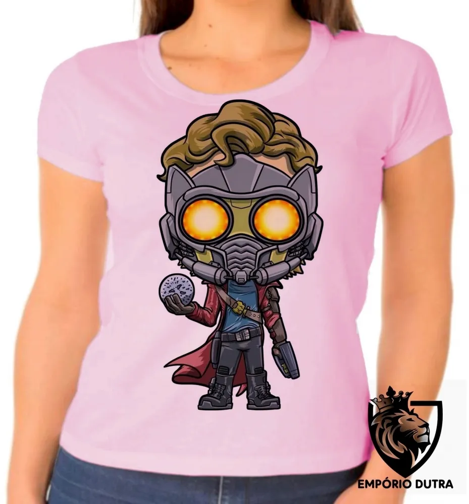 Baby look blusa feminina senhor das estrelas peter quil marvel