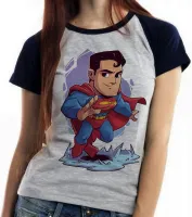 Baby look blusa feminina super homem superman liga justiça - Foto 2