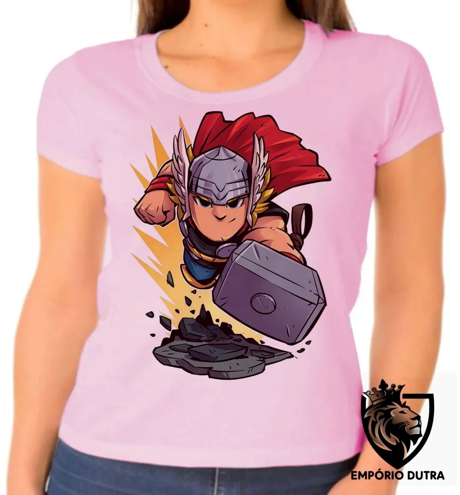 Baby look blusa feminina THOR marvel martelo super heroi
