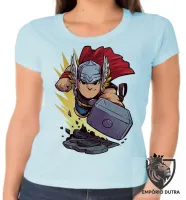 Baby look blusa feminina THOR marvel martelo super heroi - Foto 2
