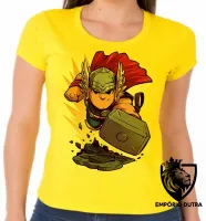 Baby look blusa feminina THOR marvel martelo super heroi - Foto 3