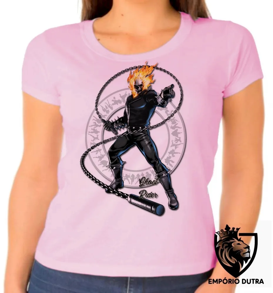 Baby look blusa feminina Motoqueiro Fantasma corrente ghost rider