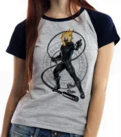 Baby look blusa feminina Motoqueiro Fantasma corrente ghost rider - Foto 4