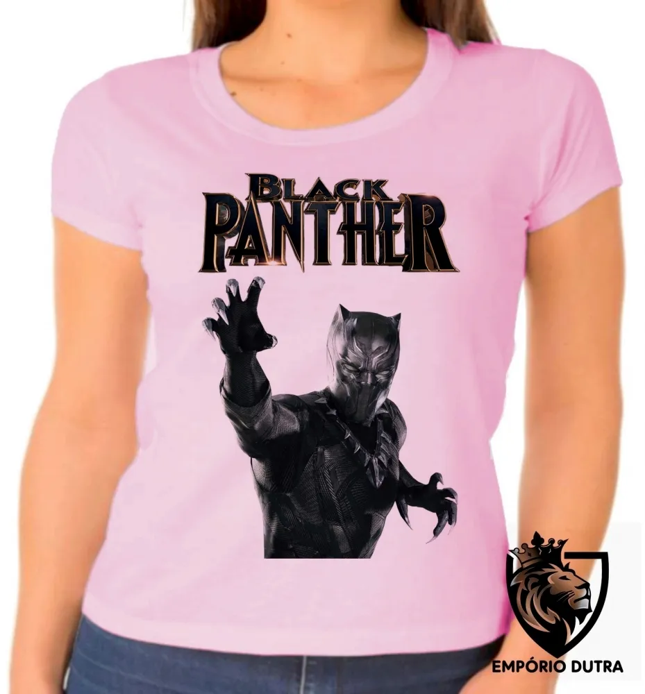 Baby look blusa feminina pantera negra black panther avengers