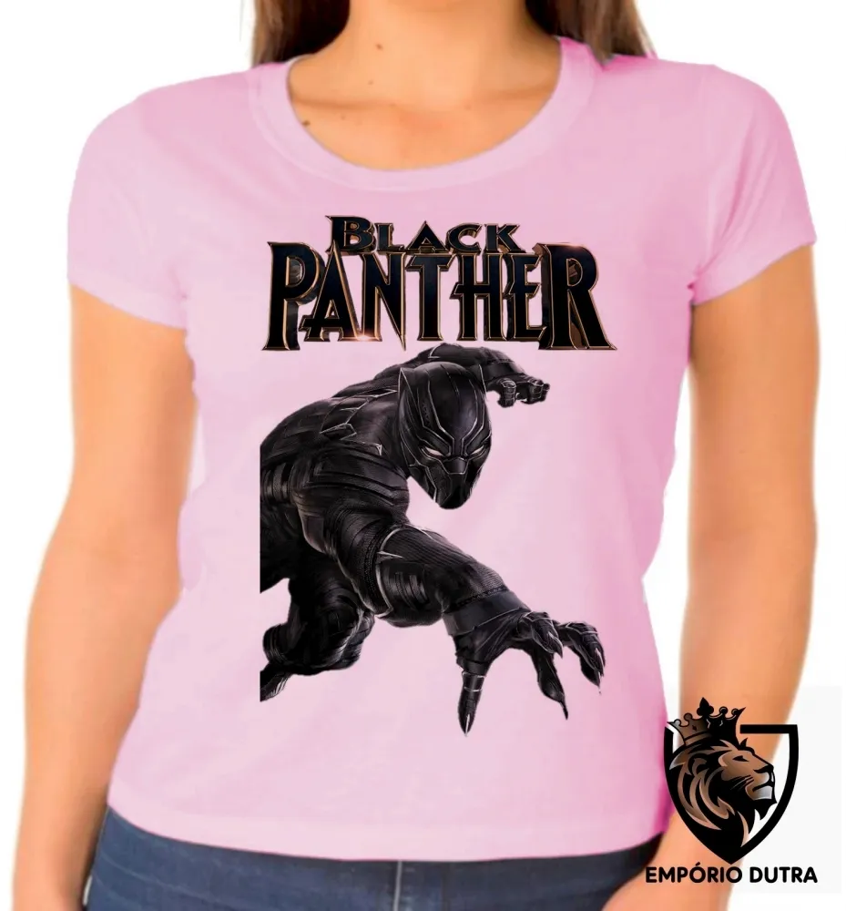 Baby look blusa feminina pantera negra black panther vingadores
