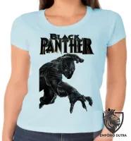Baby look blusa feminina pantera negra black panther vingadores - Foto 2