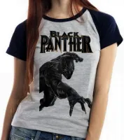 Baby look blusa feminina pantera negra black panther vingadores - Foto 4