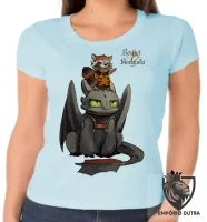 Baby look blusa feminina Rocket guardiões galaxia Banguela dragão - Foto 2