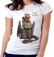 Baby look blusa feminina Rocket guardiões galaxia Banguela dragão - Foto 5