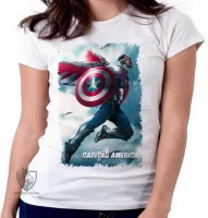 Baby look blusa feminina Sam Wilson Cap Falcão e o Soldado Invernal - Foto 5