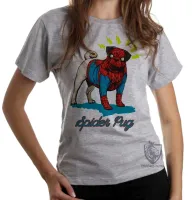 Baby look blusa feminina Spider Pug homem aranha cachorro - Foto 5