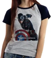 Baby look blusa feminina Steve Rogers Cap Falcão e o Soldado Invernal - Foto 4