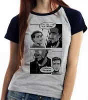 Baby look blusa feminina Tony stark homem ferro vs aranha spiderman - Foto 6