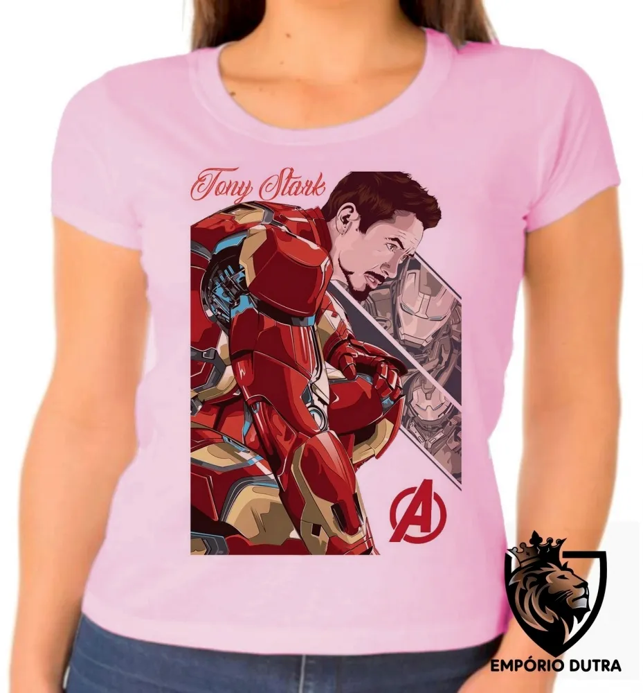 Baby look blusa feminina Tony Stark iron man 2 homem ferro