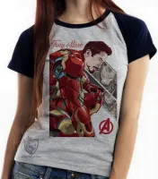 Baby look blusa feminina Tony Stark iron man 2 homem ferro - Foto 4