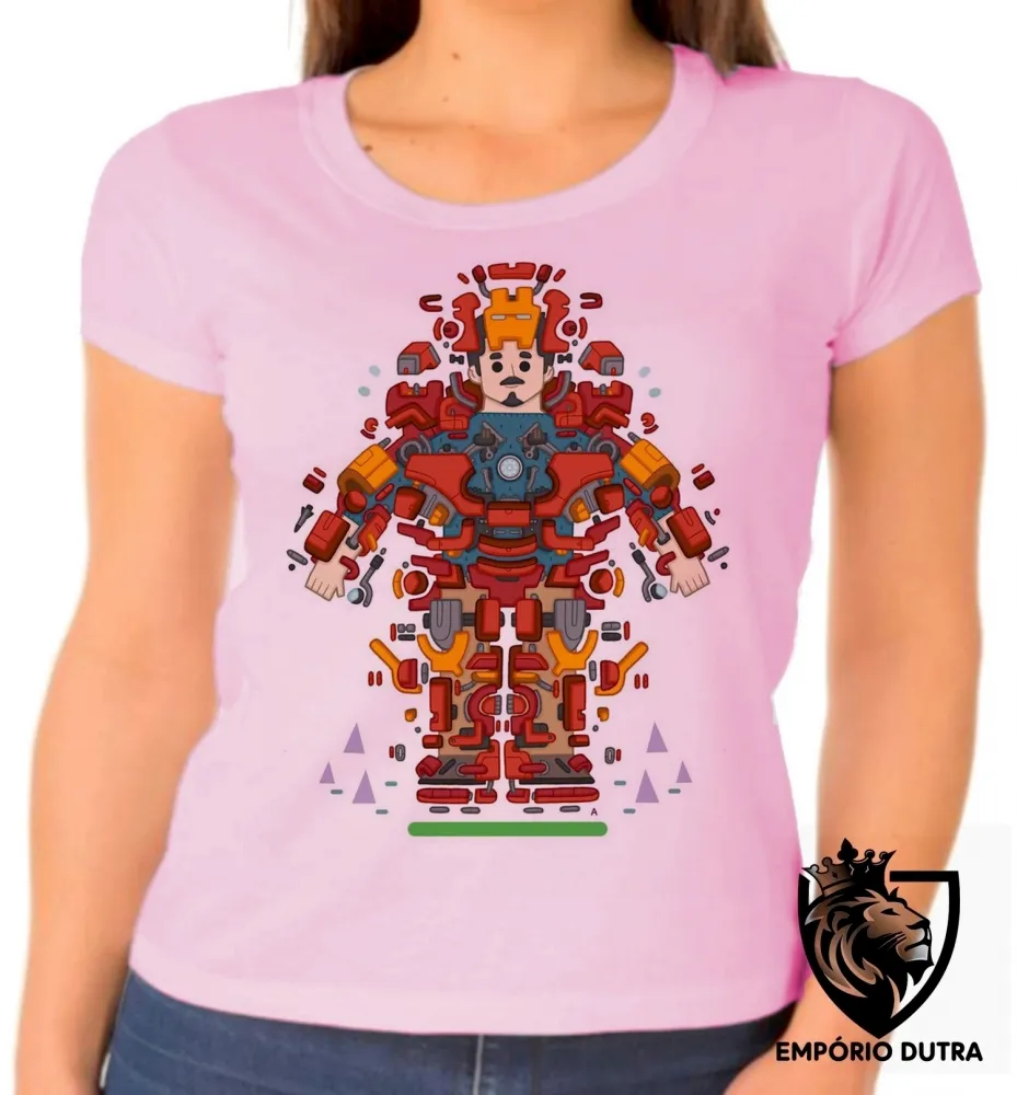 Baby look blusa feminina Tony stark peças homem ferro iron man
