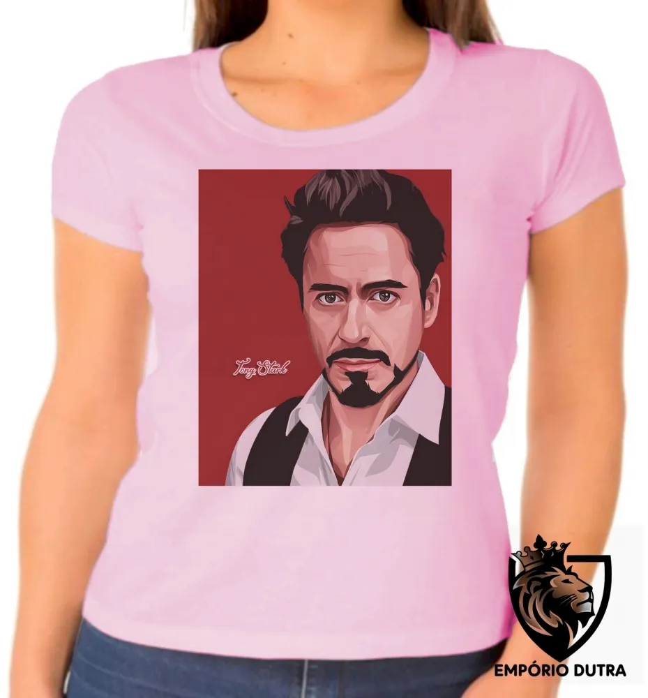 Baby look blusa feminina Tony Stark homem ferro Imagem