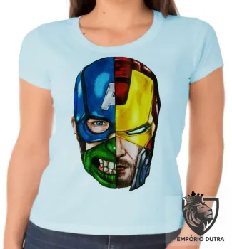 Baby look blusa feminina vingadores Cabeças hulk thor capitão - Foto 2