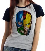 Baby look blusa feminina vingadores Cabeças hulk thor capitão - Foto 4