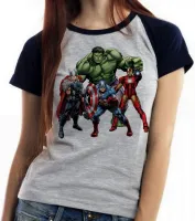 Baby look blusa feminina vingadores hulk thor capitão homen ferro - Foto 4