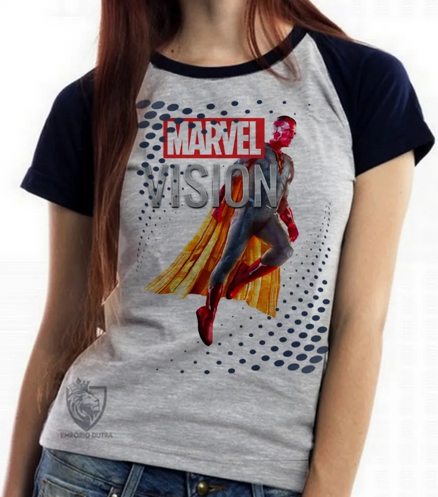 Baby look blusa feminina Vision Marvel perfil visão vingadores avengers