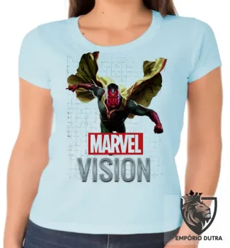 Baby look blusa feminina Vision Marvel voando visão vingadores avengers - Foto 2