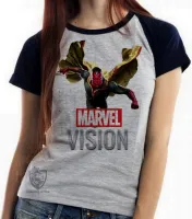 Baby look blusa feminina Vision Marvel voando visão vingadores avengers - Foto 3