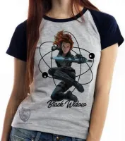 Baby look blusa feminina Viúva Negra vingadores - Foto 4