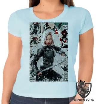 Baby look blusa feminina Viúva Negra loira black widow marvel - Foto 2