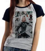 Baby look blusa feminina Viúva Negra loira black widow marvel - Foto 3