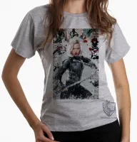 Baby look blusa feminina Viúva Negra loira black widow marvel - Foto 5