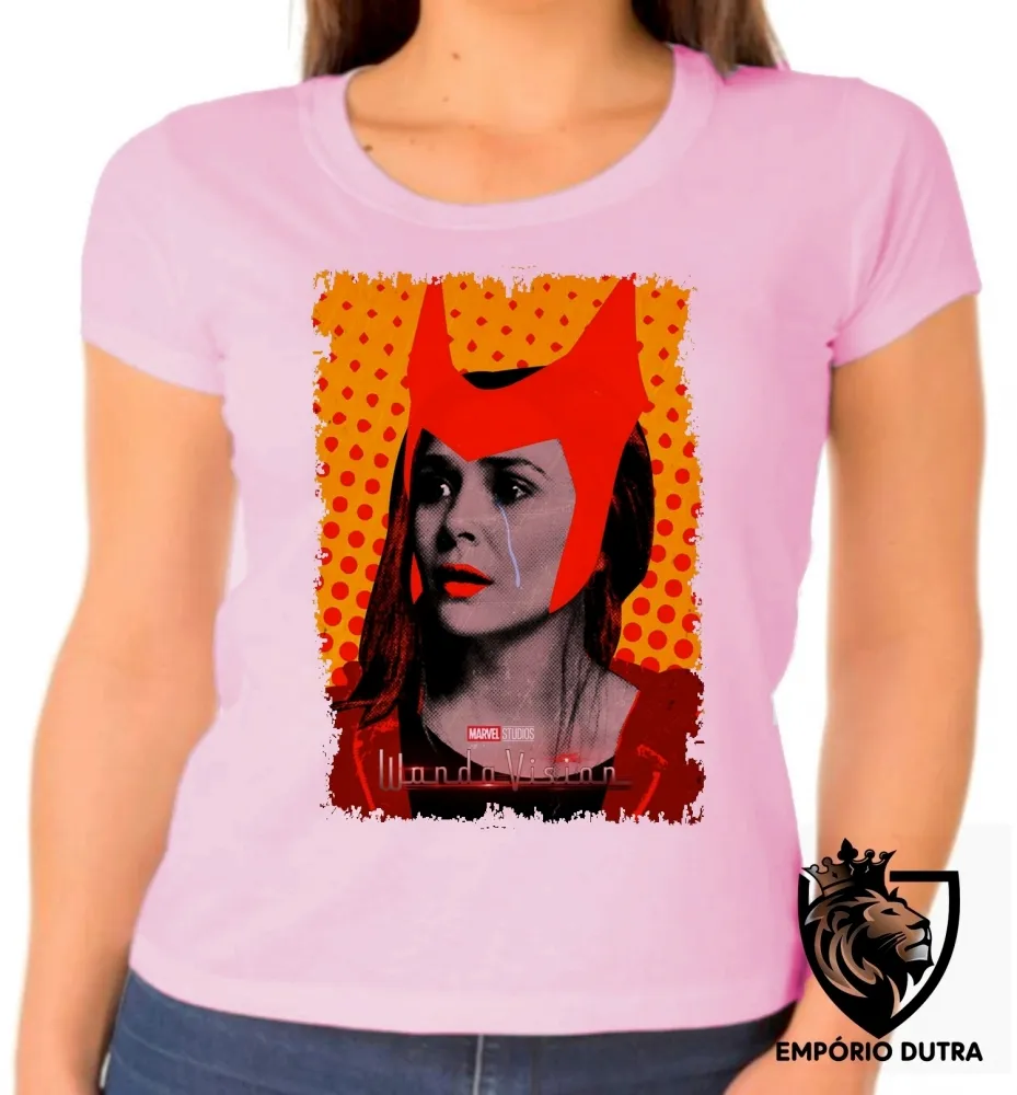 Baby look blusa feminina Wanda lágrima Feiticeira Escarlate
