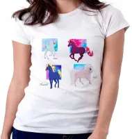 Baby look blusa feminina cavalos cavalo de fogo princesa sarah - Foto 4