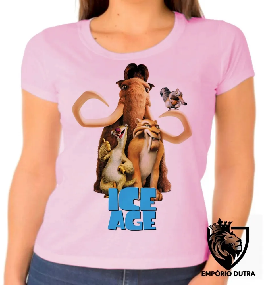 Baby look blusa feminina A Era do gelo Mamute