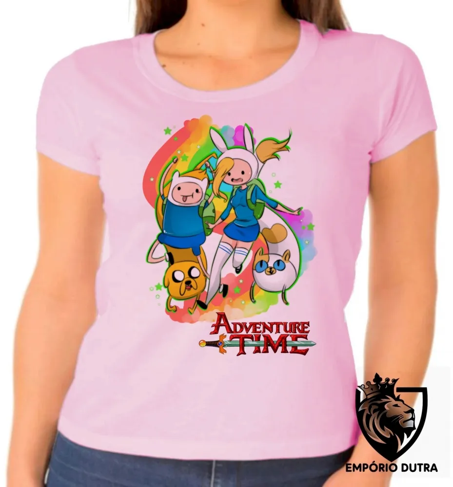 Baby look blusa feminina adventure time finn jake e meninas Imagem