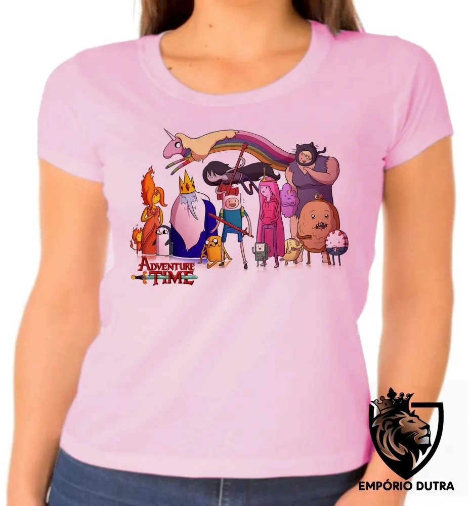 Baby look blusa feminina adventure time todos personagens Imagem