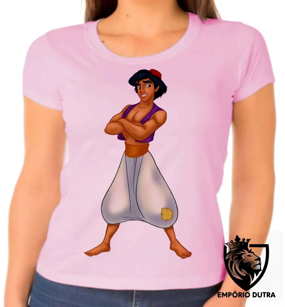Baby look blusa feminina Aladim disney jasmine namorado