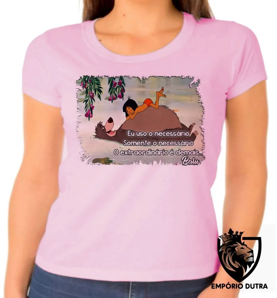 Baby look blusa feminina Balu urso mogli menino lobo disney