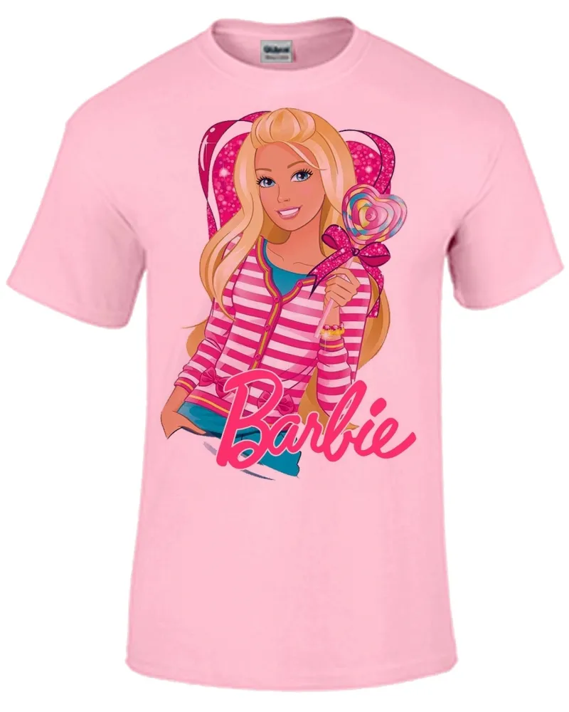 Baby look blusa feminina Barbie coração boneca